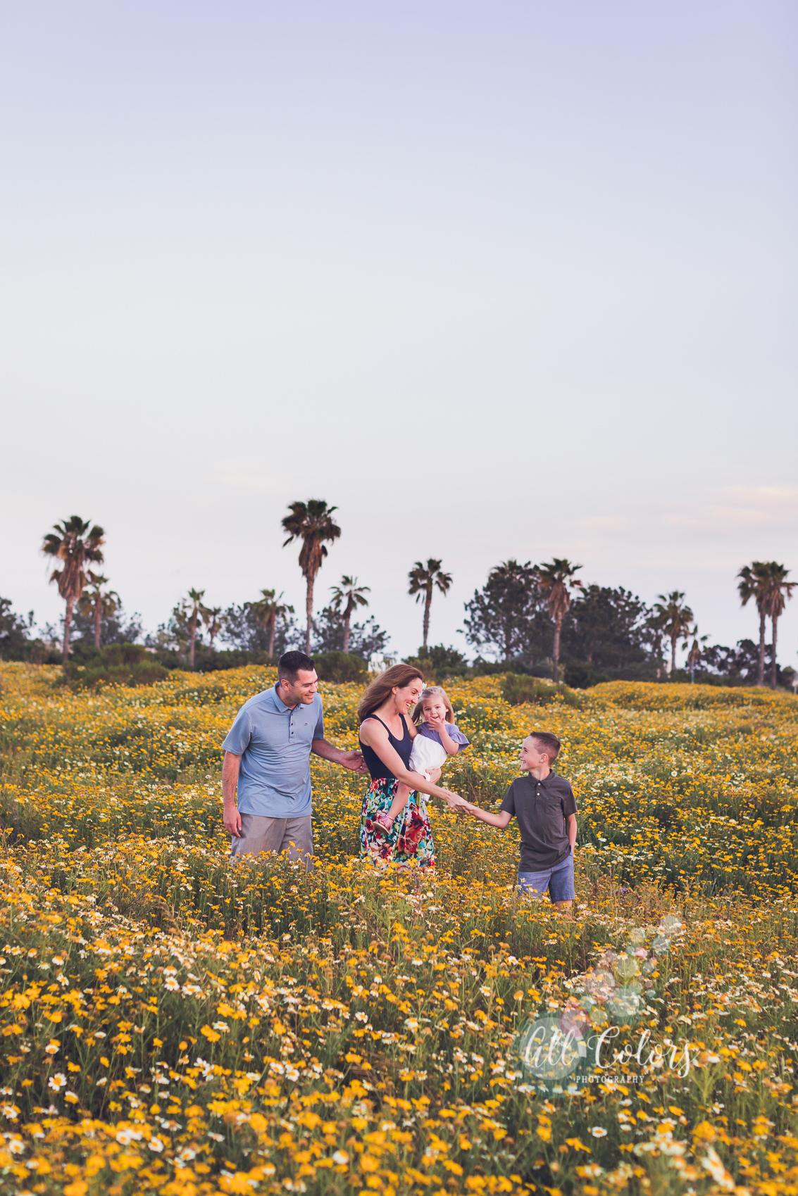 family and wildflowers