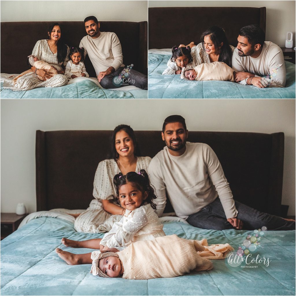 indian family of four posing 